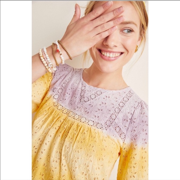 Anthropologie Daybreak Eyelet Peasant Blouse - Picture 2 of 11